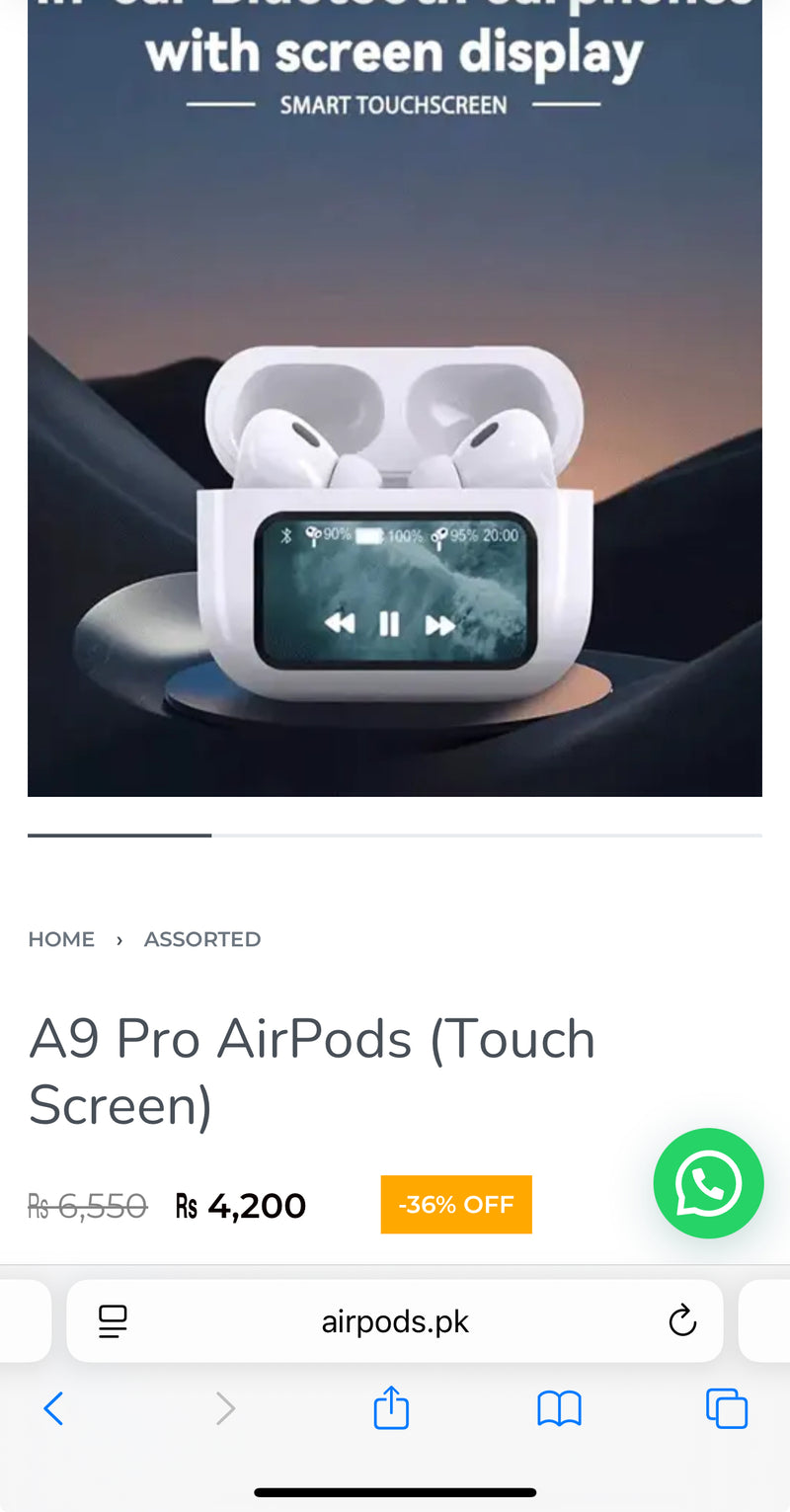 A9 Pro ANC AirPods with Screen | Bluetooth 5.4