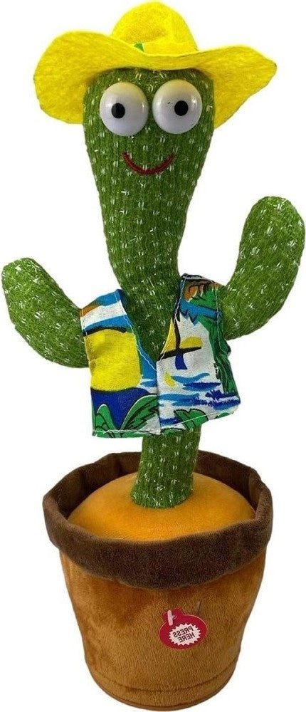 Rechargeable Dancing Cactus Toy with Hat | Interactive Singing & Talking Plush for Toddlers and Kids