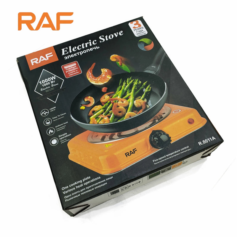 Japanes warranty Orange RAF R.8010B JAPAN IMPORTES Electric Stove Hot Plate and Cooker with 1000W Power, Thermostat, and Uniform Heating