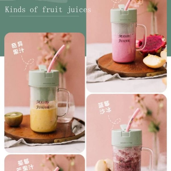 Mason Portable Mini Juicer Blender With Straw Cup | Juicer Portable Outdoor Juicing Cup | Home Mini Cordless Juicer
