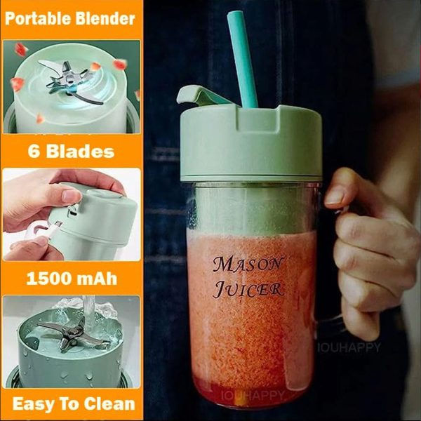 Mason Portable Mini Juicer Blender With Straw Cup | Juicer Portable Outdoor Juicing Cup | Home Mini Cordless Juicer