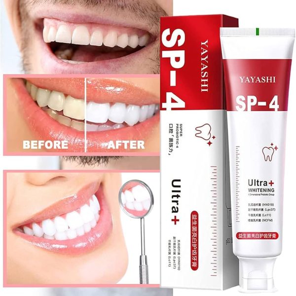 Yayashi Sp-4 Ultra Whitening Toothpaste Probiotic Stain Remover 120gm / Stain Removing Toothpaste, Protects Gums Freshens Breath, For Everyone